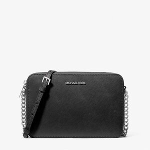 Michael Kors Jet Set Large Black Saffiano Leather Crossbody Bag